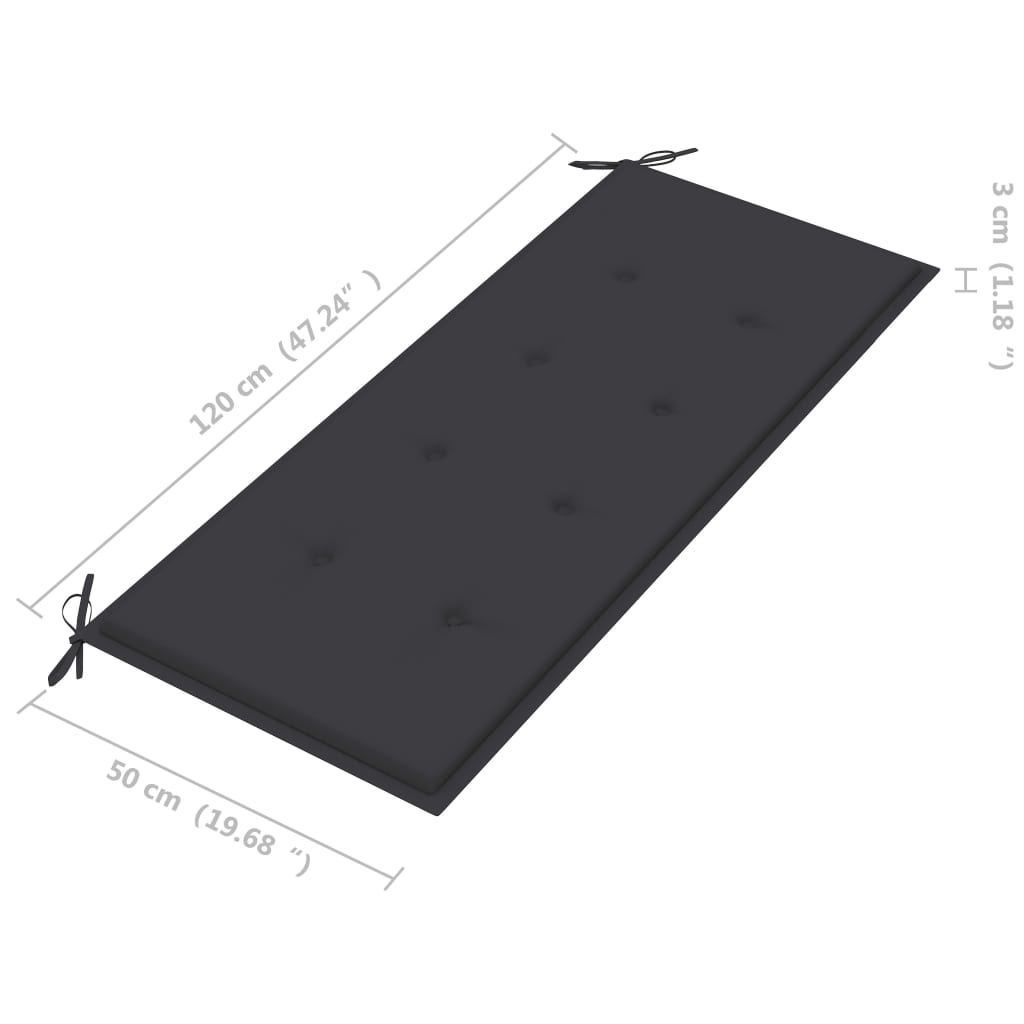 Tuinbank Inklapbaar Met Kussen 118 Cm Bamboe 120 x 50 x 4 cm Antraciet