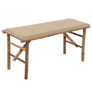 Tuinbank Inklapbaar Met Kussen 118 Cm Bamboe 120 x 50 x 4 cm Beige