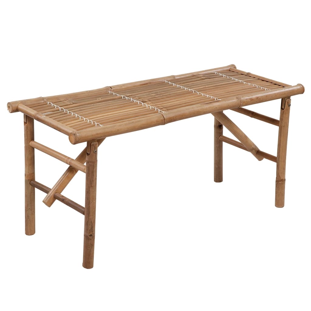 Tuinbank Inklapbaar Met Kussen 118 Cm Bamboe 120 x 50 x 4 cm Blauw
