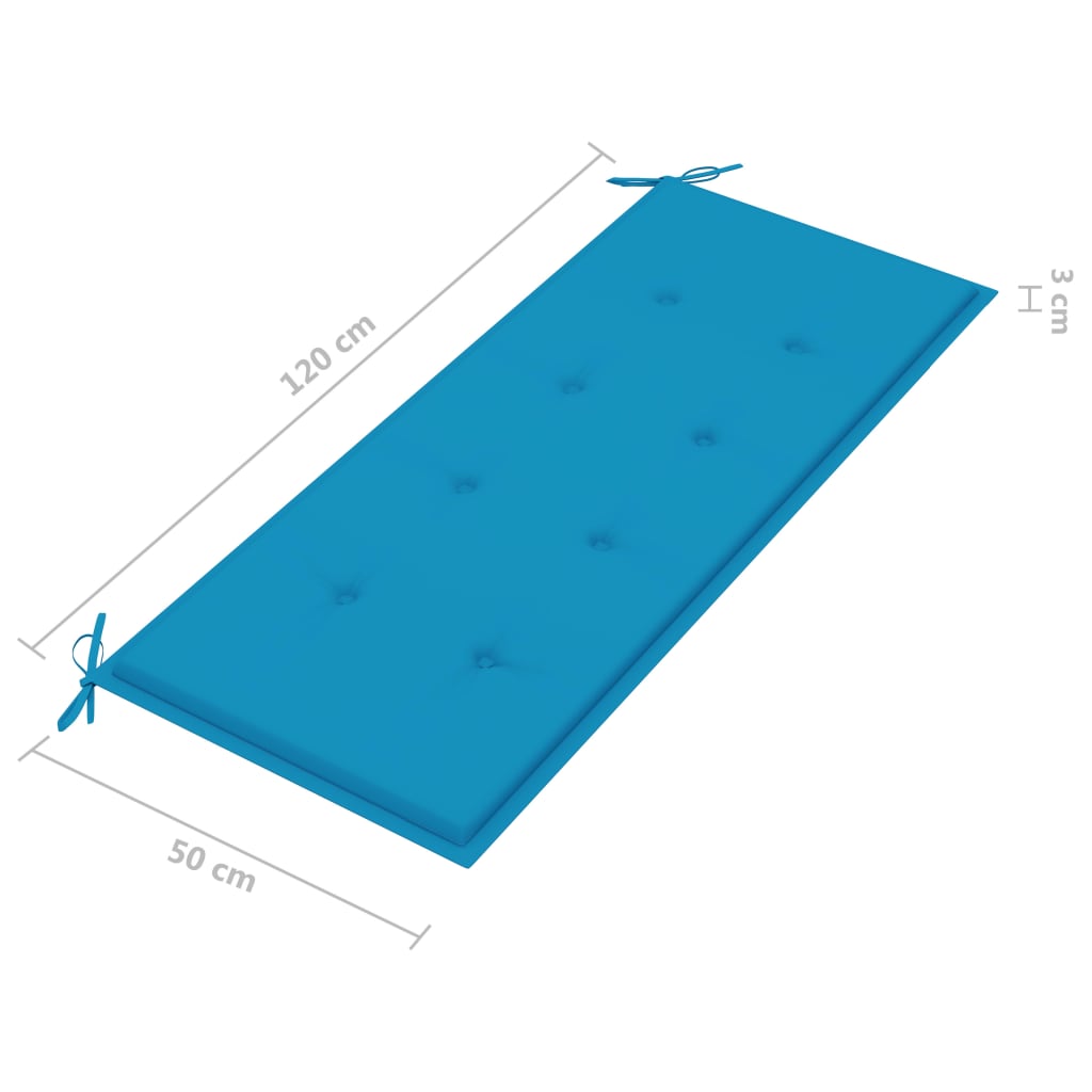 Tuinbank Inklapbaar Met Kussen 118 Cm Bamboe 120 x 50 x 4 cm Blauw