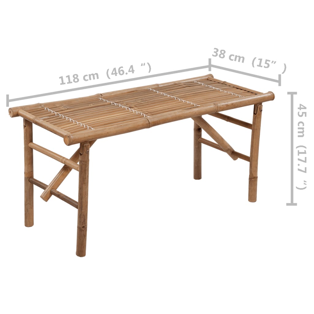 Tuinbank Inklapbaar Met Kussen 118 Cm Bamboe 120 x 50 x 4 cm Groen