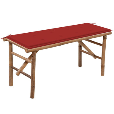 Tuinbank Inklapbaar Met Kussen 118 Cm Bamboe 120 x 50 x 3 cm Rood