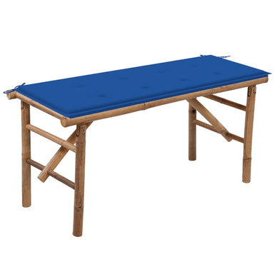Tuinbank Inklapbaar Met Kussen 118 Cm Bamboe 120 x 50 x 4 cm koningsblauw