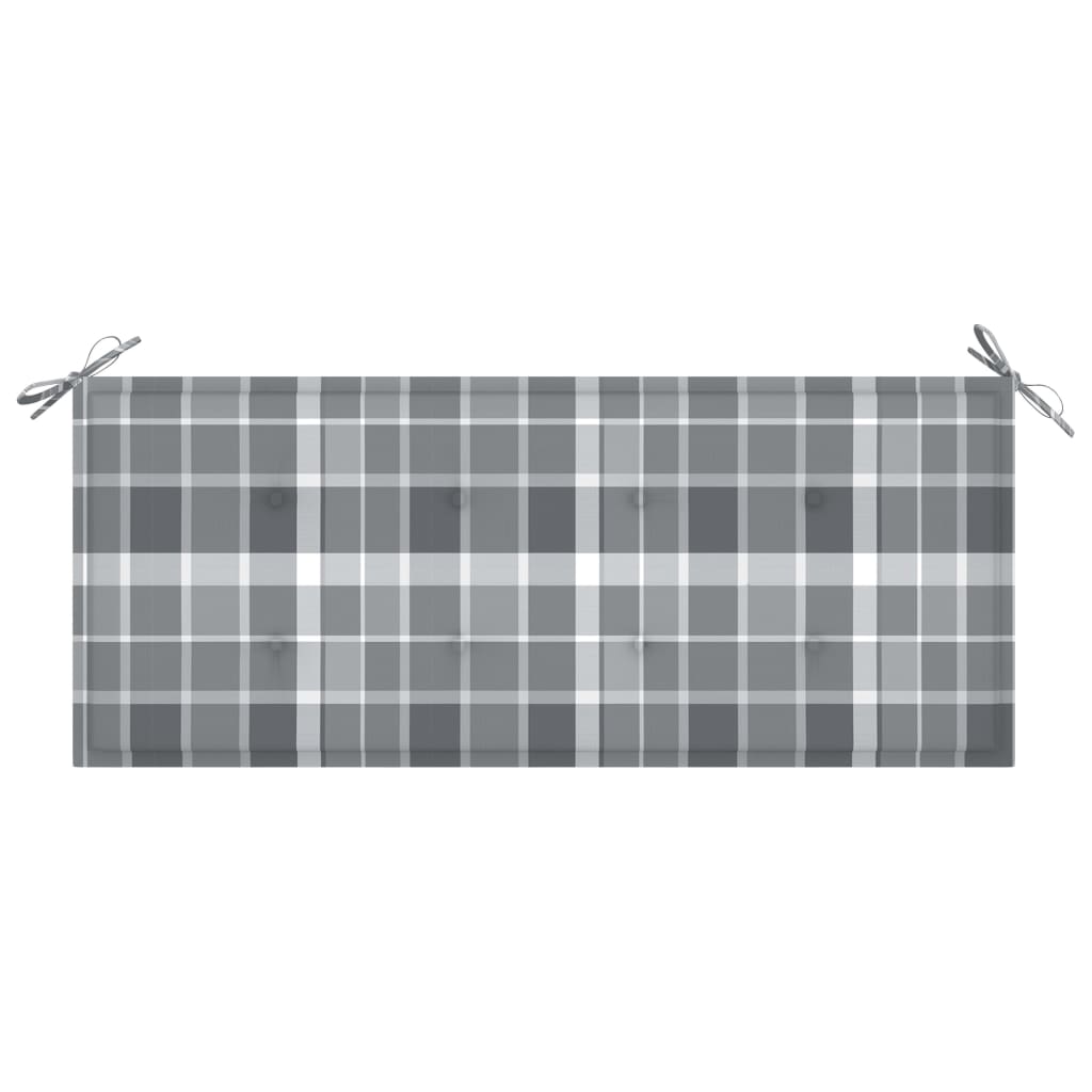 Tuinbank Inklapbaar Met Kussen 118 Cm Bamboe 120 x 50 x 4 cm Grijs ruitpatroon