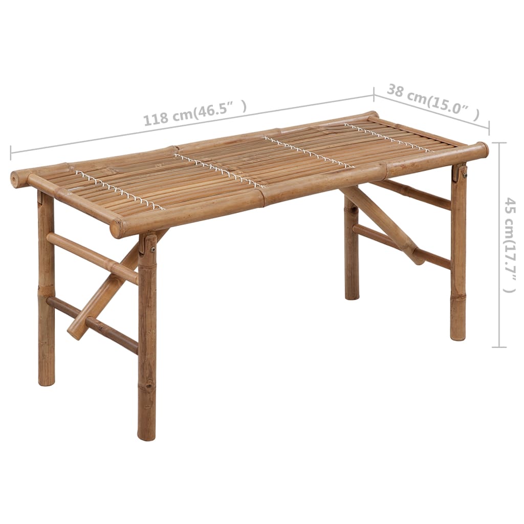 Tuinbank Inklapbaar Met Kussen 118 Cm Bamboe 120 x 50 x 7 cm Grijs