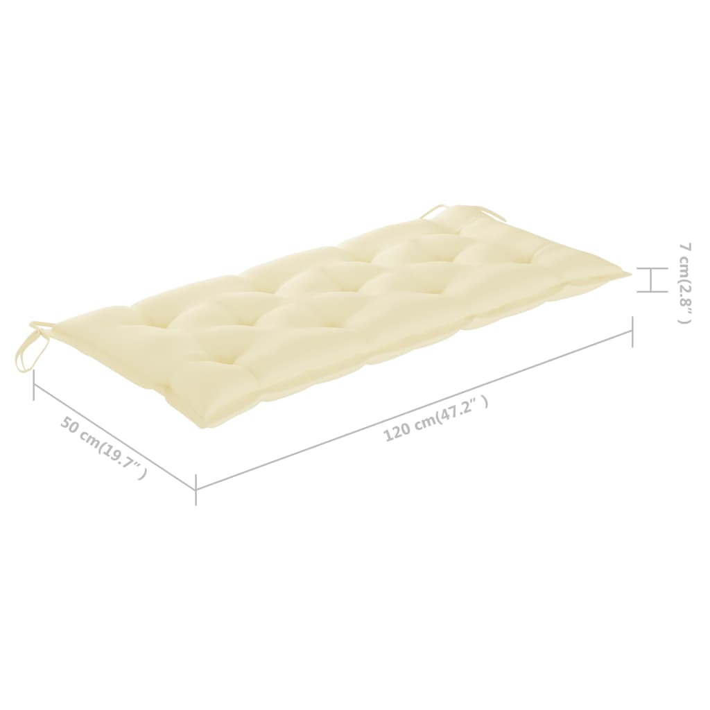 Tuinbank Inklapbaar Met Kussen 118 Cm Bamboe 120 x 50 x 7 cm Crème