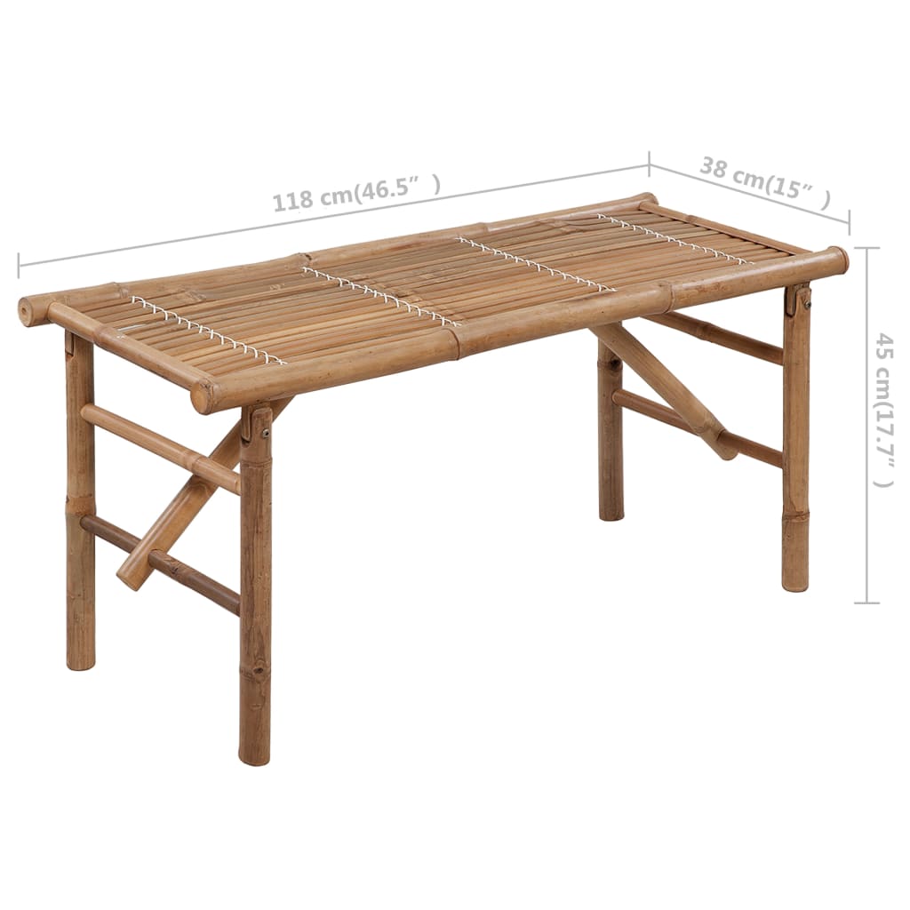 Tuinbank Inklapbaar Met Kussen 118 Cm Bamboe 120 x 50 x 7 cm Beige