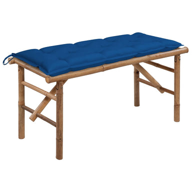 Tuinbank Inklapbaar Met Kussen 118 Cm Bamboe 120 x 50 x 7 cm koningsblauw