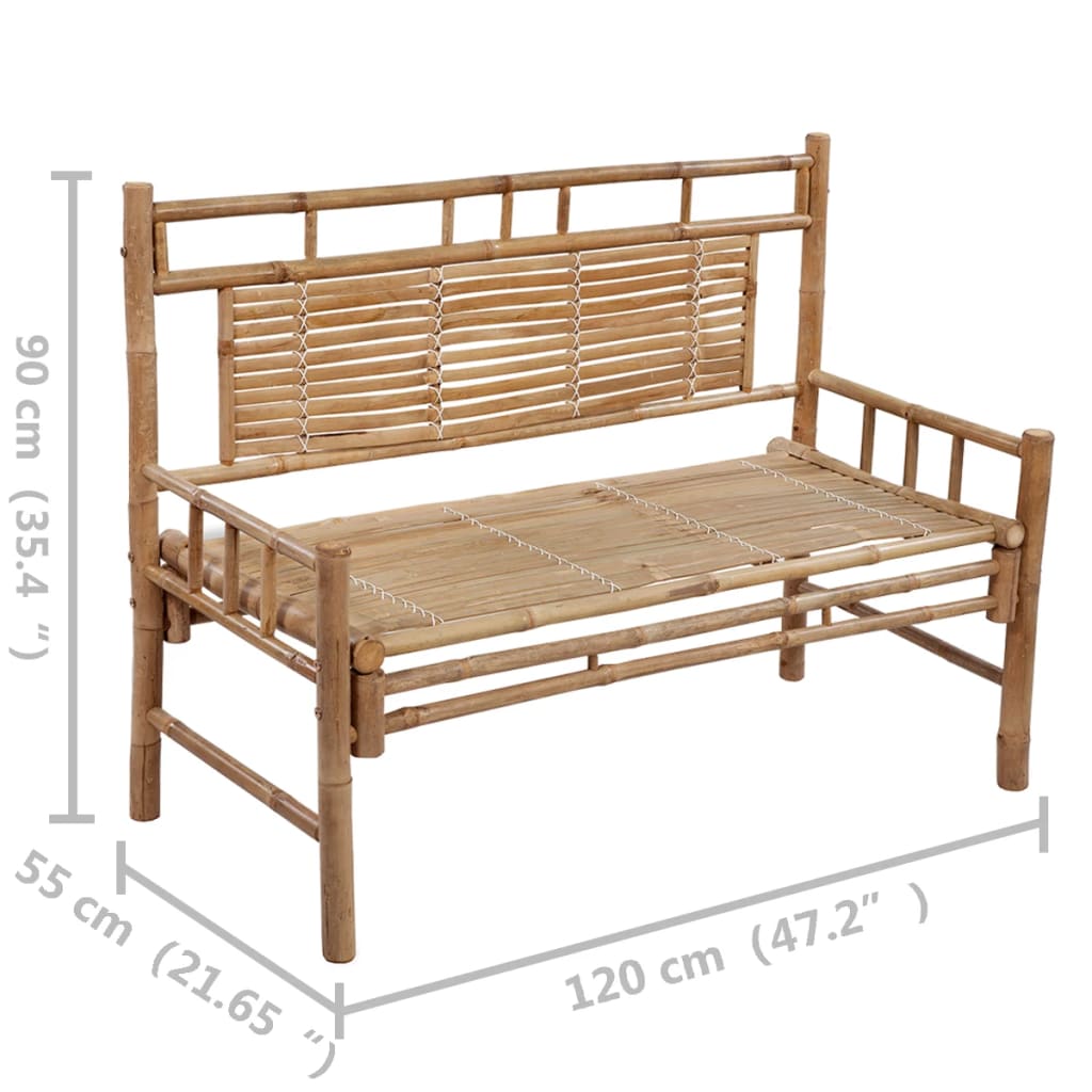 Tuinbank Met Kussen 120 Cm Bamboe 120 x 50 x 4 cm Crème