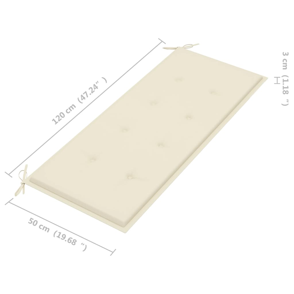 Tuinbank Met Kussen 120 Cm Bamboe 120 x 50 x 4 cm Crème