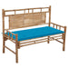 Tuinbank Met Kussen 120 Cm Bamboe 120 x 50 x 4 cm Blauw