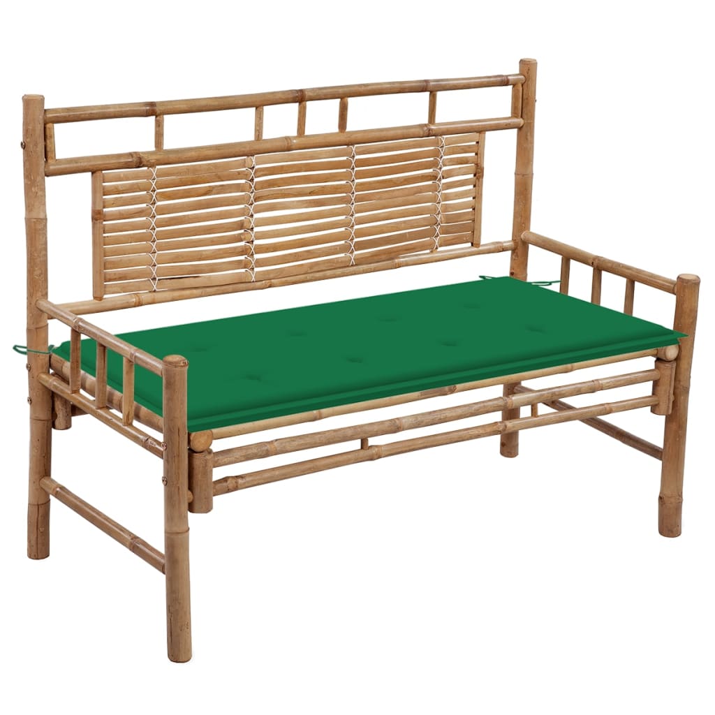 Tuinbank Met Kussen 120 Cm Bamboe 120 x 50 x 4 cm Groen