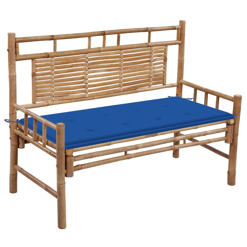 Tuinbank Met Kussen 120 Cm Bamboe 120 x 50 x 4 cm koningsblauw