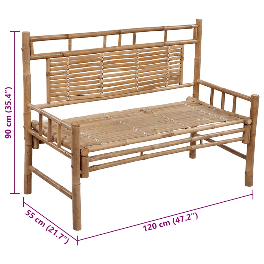 Tuinbank met kussen 120 cm bamboe