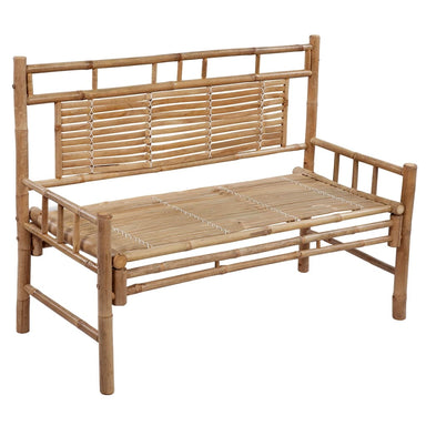 Tuinbank Met Kussen 120 Cm Bamboe 120 x 50 x 4 cm Grijs ruitpatroon