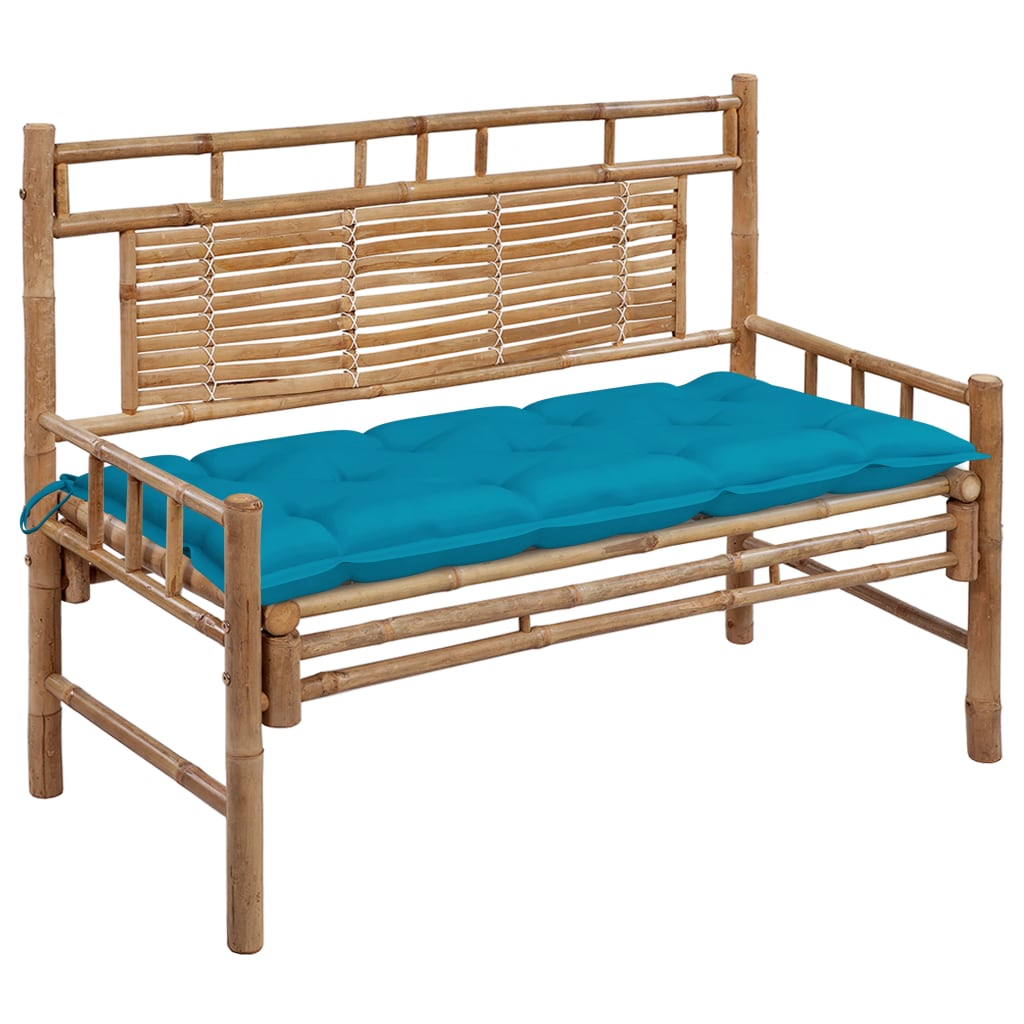 Tuinbank Met Kussen 120 Cm Bamboe 120 x 50 x 7 cm lichtblauw