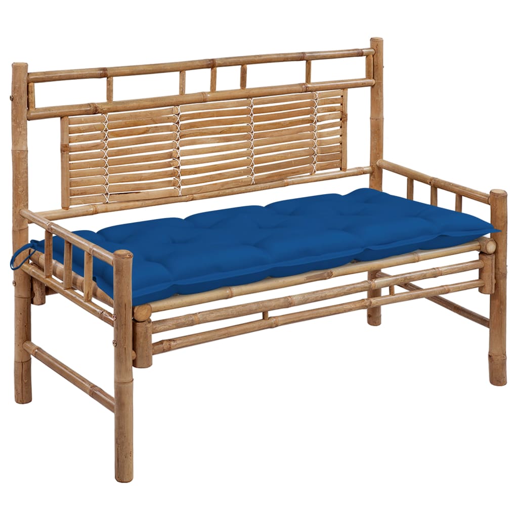 Tuinbank Met Kussen 120 Cm Bamboe 120 x 50 x 7 cm Blauw