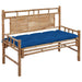 Tuinbank Met Kussen 120 Cm Bamboe 120 x 50 x 7 cm Blauw
