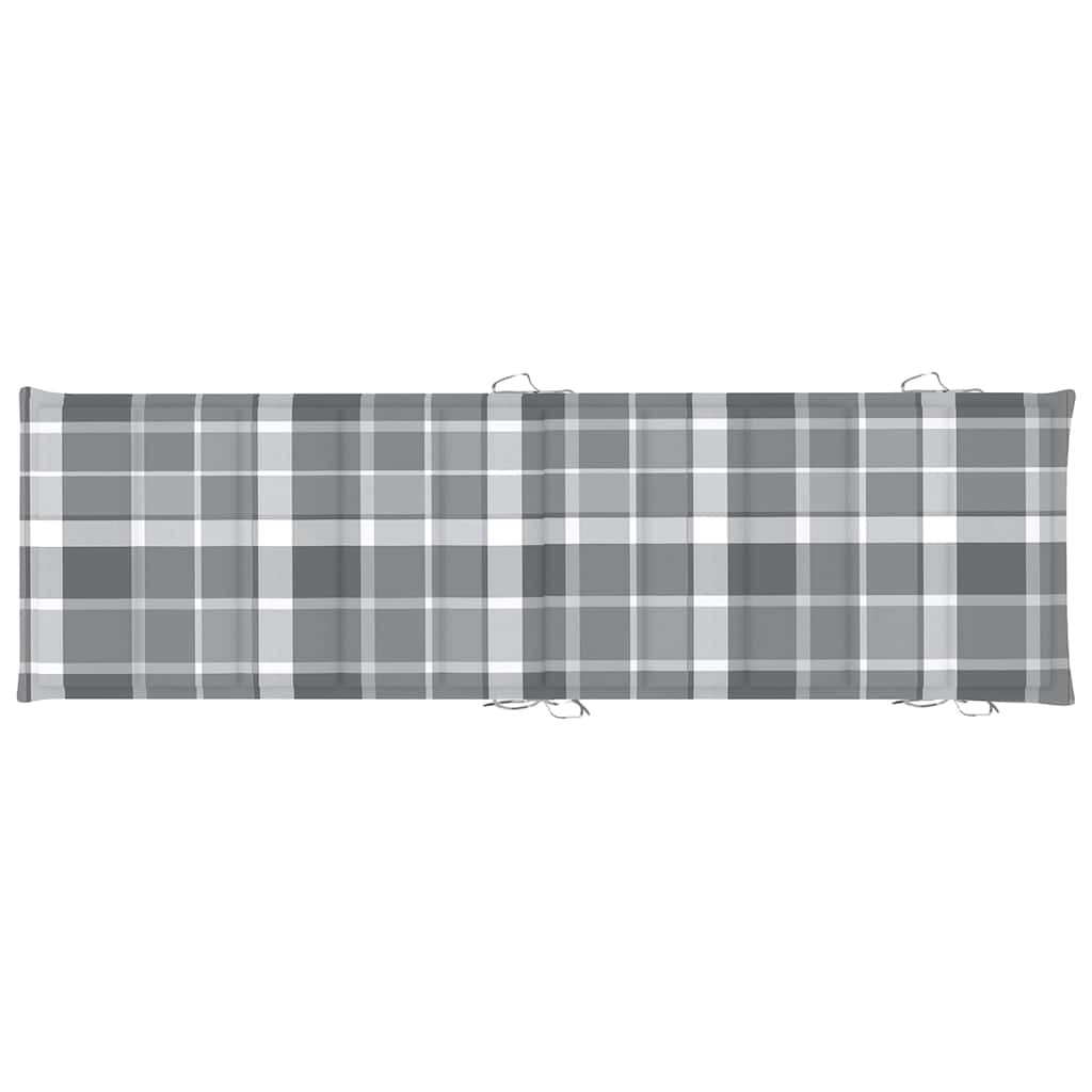 Ligbed met kussen massief acaciahout grijs