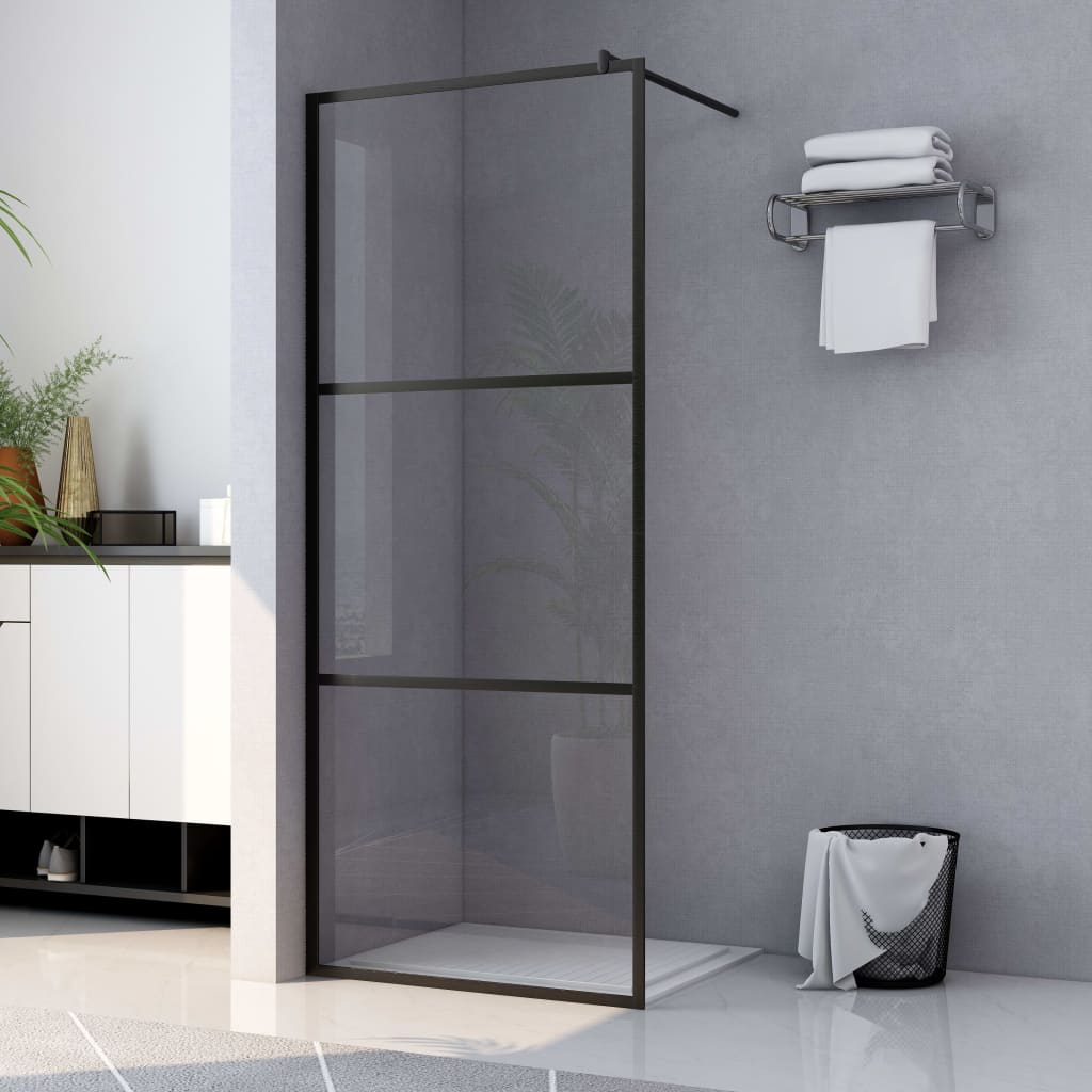 Inloopdouchewand transparant 80x195 cm ESG-glas zwart