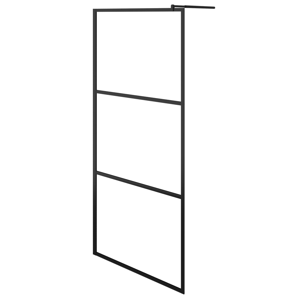 Inloopdouchewand transparant 90x195 cm ESG-glas zwart