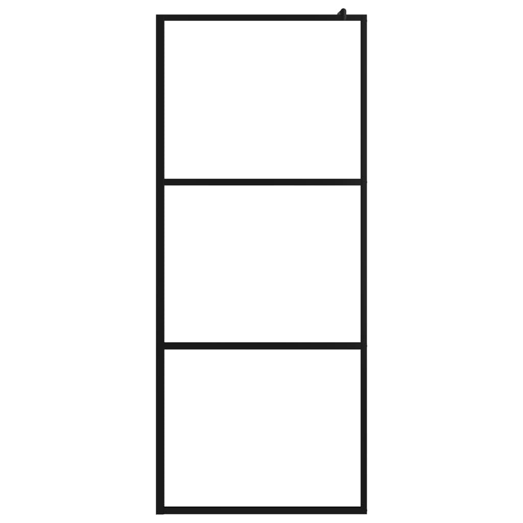 Inloopdouchewand transparant 90x195 cm ESG-glas zwart