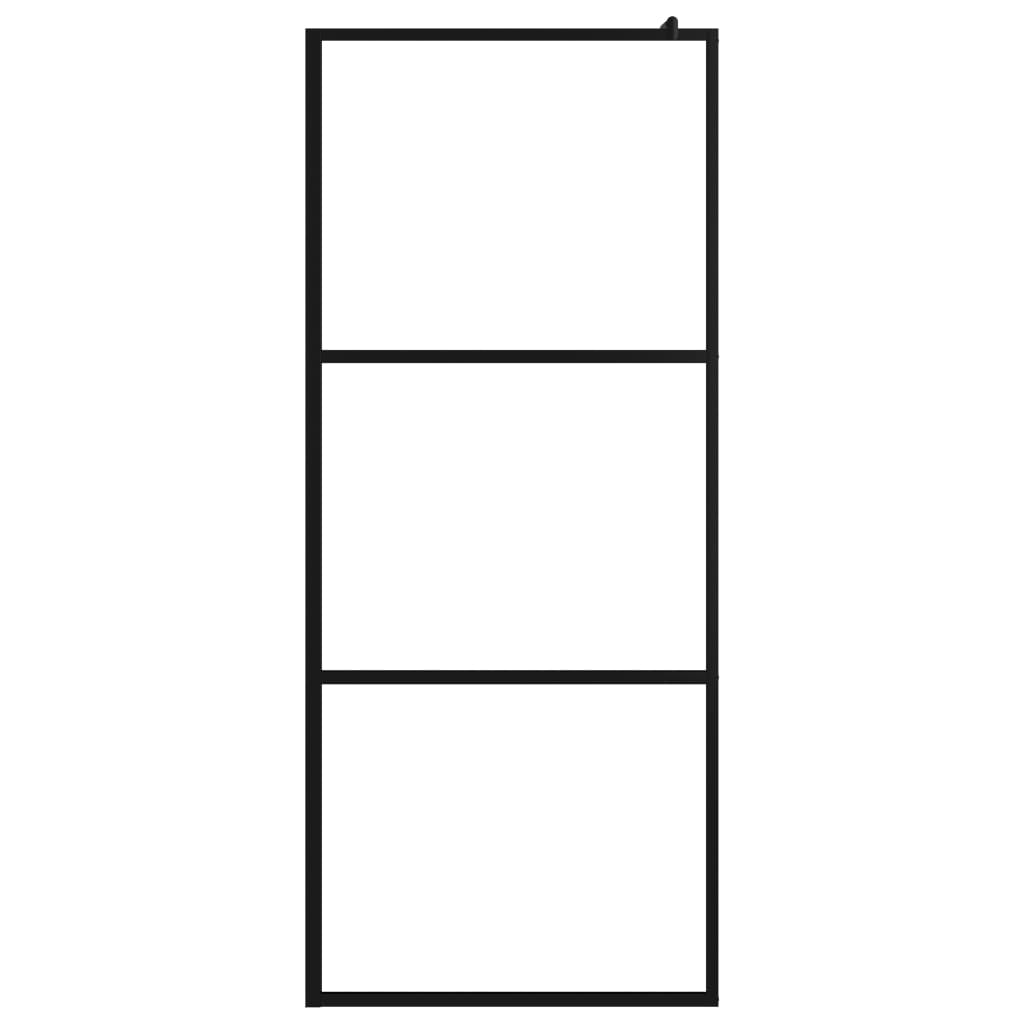 Inloopdouchewand transparant 100x195 cm ESG-glas zwart