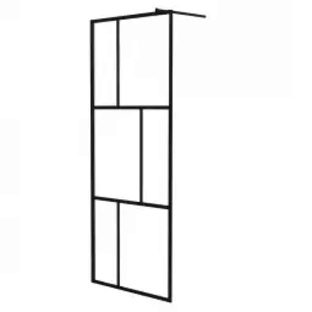 Inloopdouchewand 80x195 cm gehard glas zwart