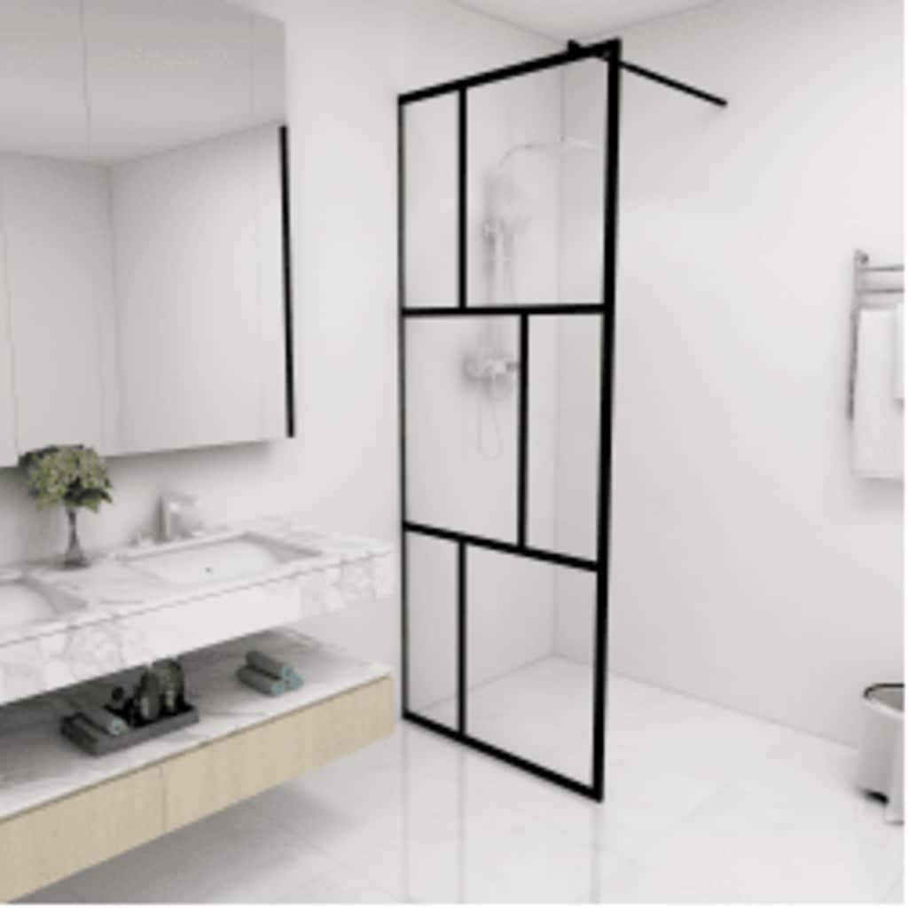 Inloopdouchewand 80x195 cm gehard glas zwart