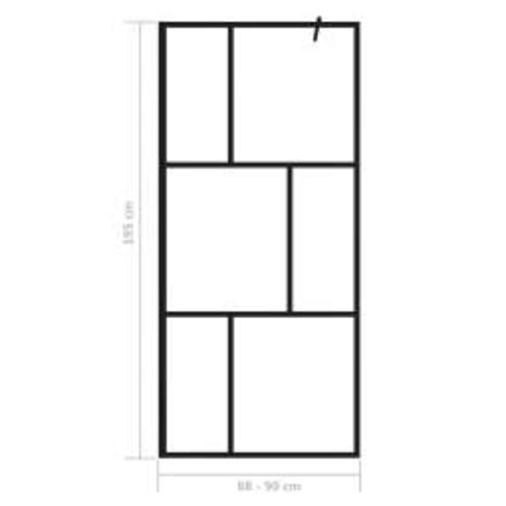 Inloopdouchewand 90x195 cm gehard glas zwart
