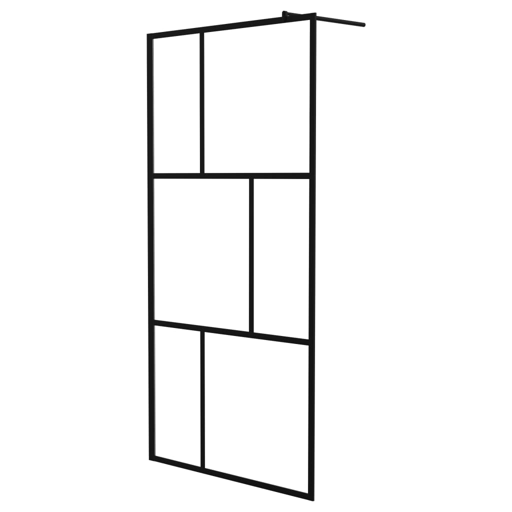 Inloopdouchewand 100x195 cm gehard glas zwart