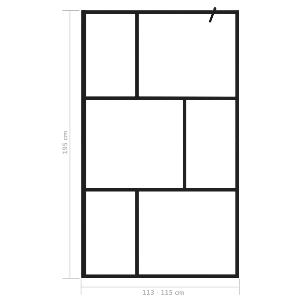 Inloopdouchewand 115x195 cm gehard glas zwart