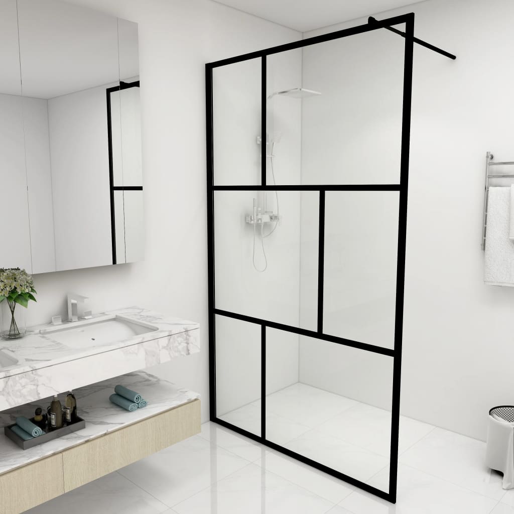 Inloopdouchewand 115x195 cm gehard glas zwart