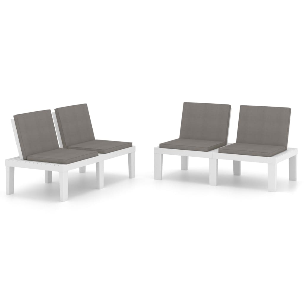 Loungebanken 2 St Met Kussens Kunststof Wit 1