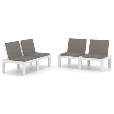 Loungebanken 2 St Met Kussens Kunststof Wit 1