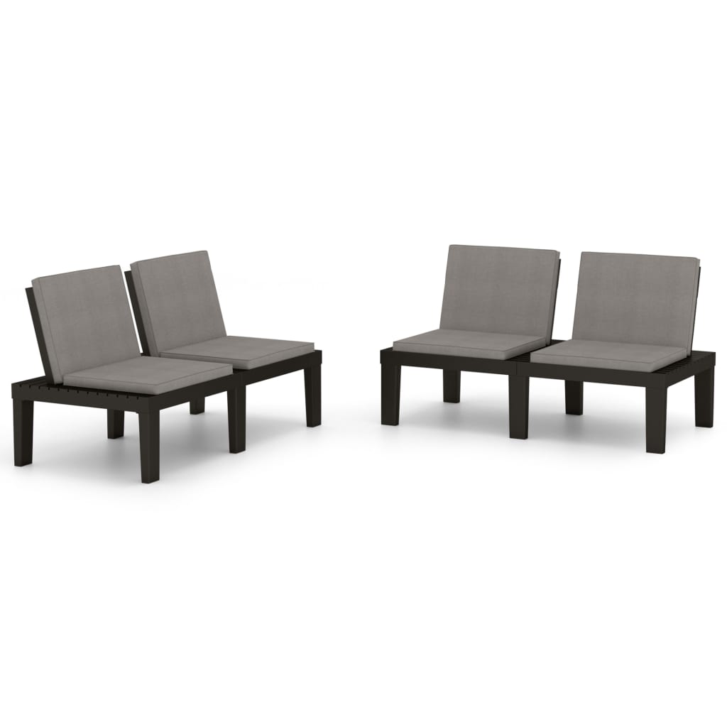 Loungebanken 2 St Met Kussens Kunststof Grijs 1