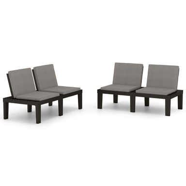 Loungebanken 2 St Met Kussens Kunststof Grijs 1