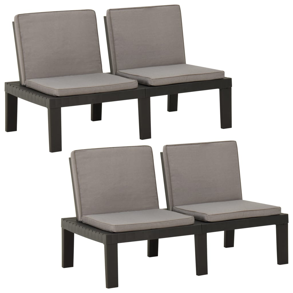 Loungebanken 2 St Met Kussens Kunststof Grijs 1