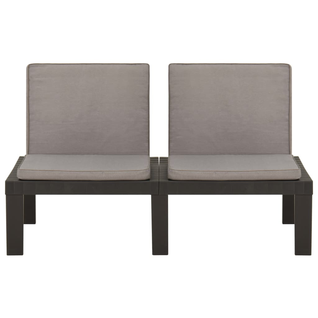 Loungebanken 2 St Met Kussens Kunststof Grijs 1