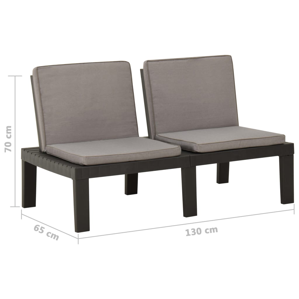 Loungebanken 2 St Met Kussens Kunststof Grijs 1