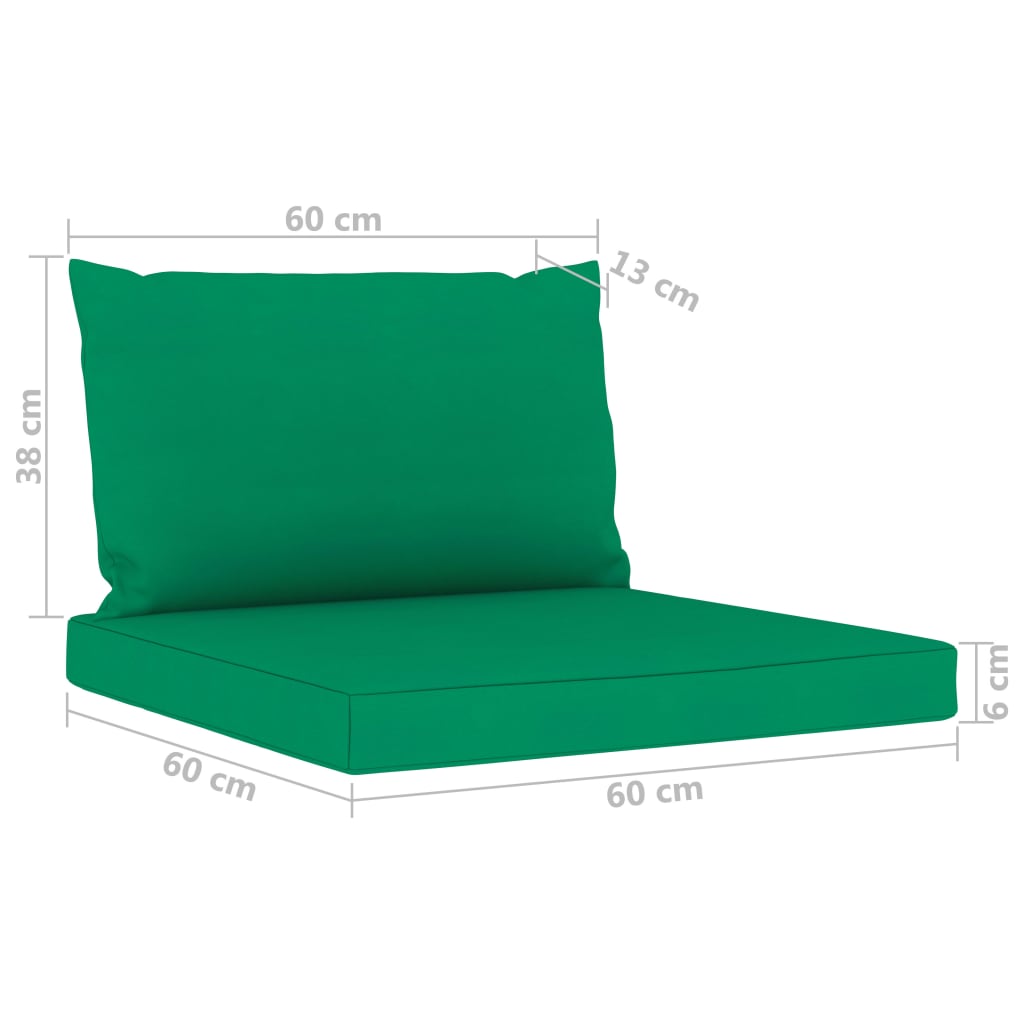 6-Delige Loungeset Met Groene Kussens 1 4x hoek + midden + Tafel