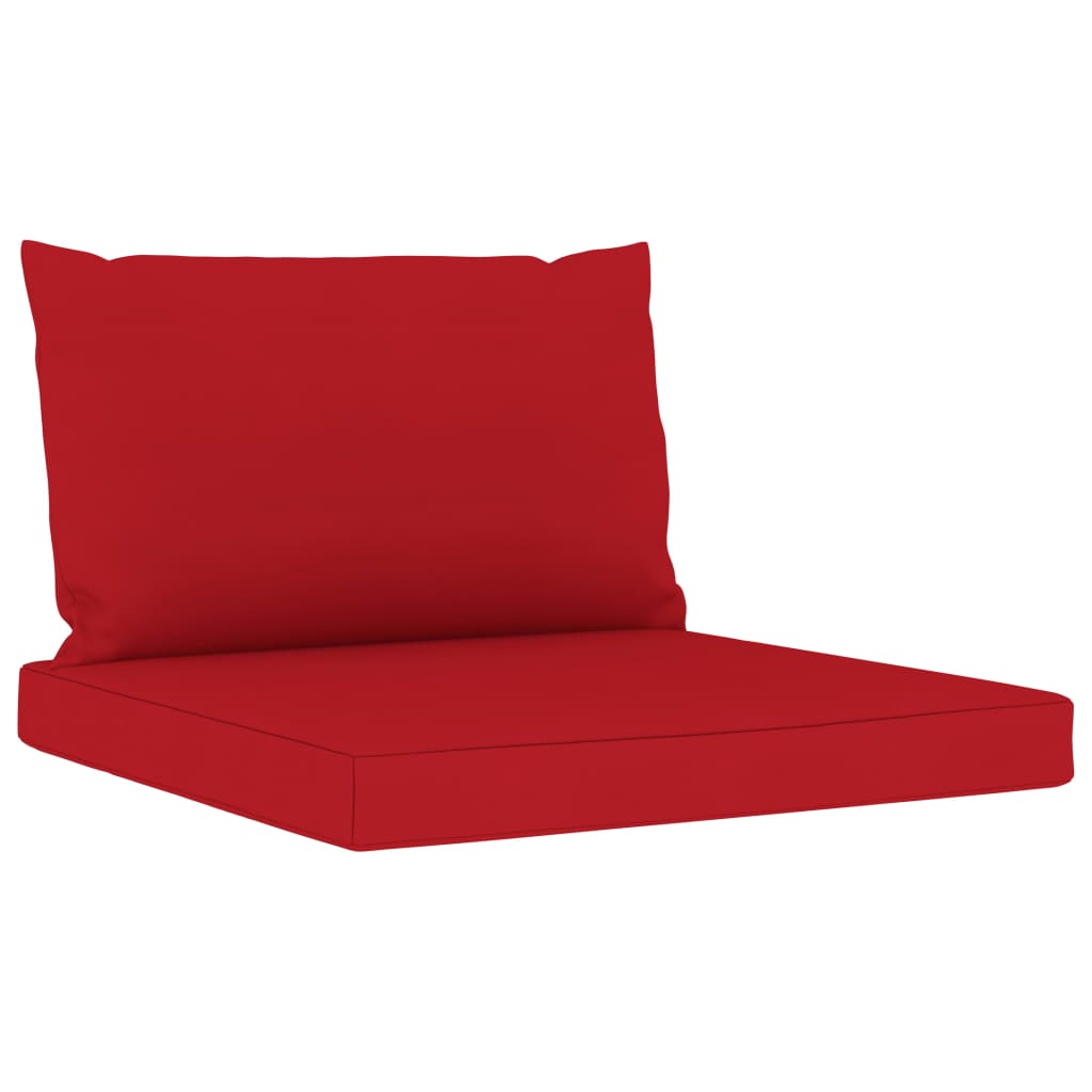 6-Delige Loungeset Met Rode Kussens 1 Rood 4x hoek + midden + Tafel
