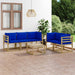 6-Delige Loungeset Met Blauwe Kussens 1 4x hoek + midden + Tafel