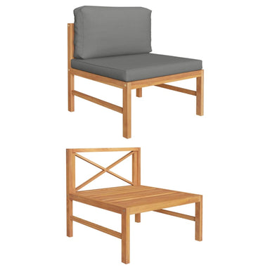 Middenbank Met Donkergrijze Kussens Massief Teakhout 1 Donkergrijs