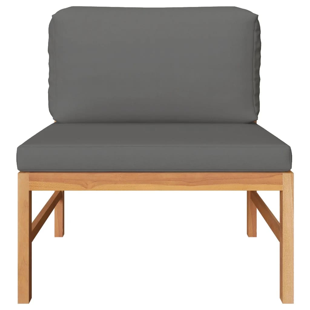 Middenbank Met Donkergrijze Kussens Massief Teakhout 1 Donkergrijs