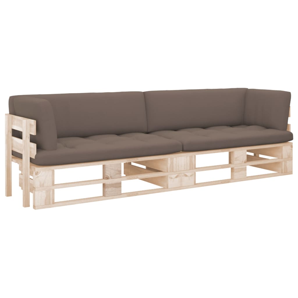 Pallet Met Kussens Geïmpregneerd Grenenhout Taupe Bruin Tweezitsbank