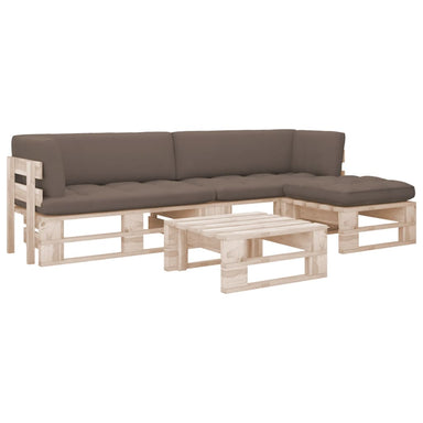 4-Delige Loungeset Pallet Met Kussens Geïmpregneerd Grenenhout Taupe 1 Bruin