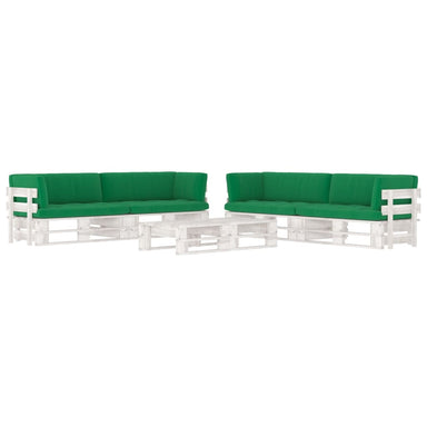 6-delige Loungeset pallet met kussens wit geïmpregneerd hout
