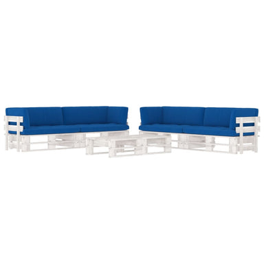 6-delige Loungeset pallet met kussens wit geïmpregneerd hout