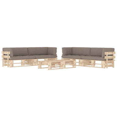 6-Delige Loungeset Pallet Met Kussens Geïmpregneerd Grenenhout Taupe 1 Bruin